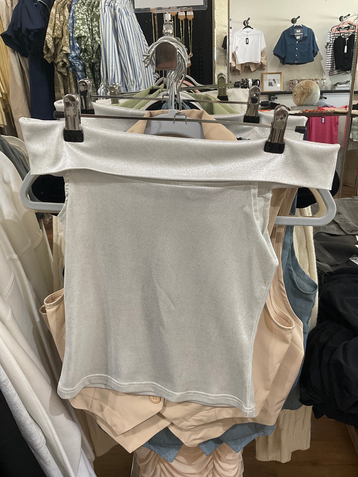 Metallic Ribbed Top