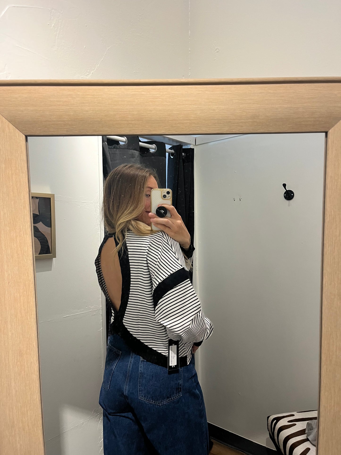 Striped Open Back Pullover