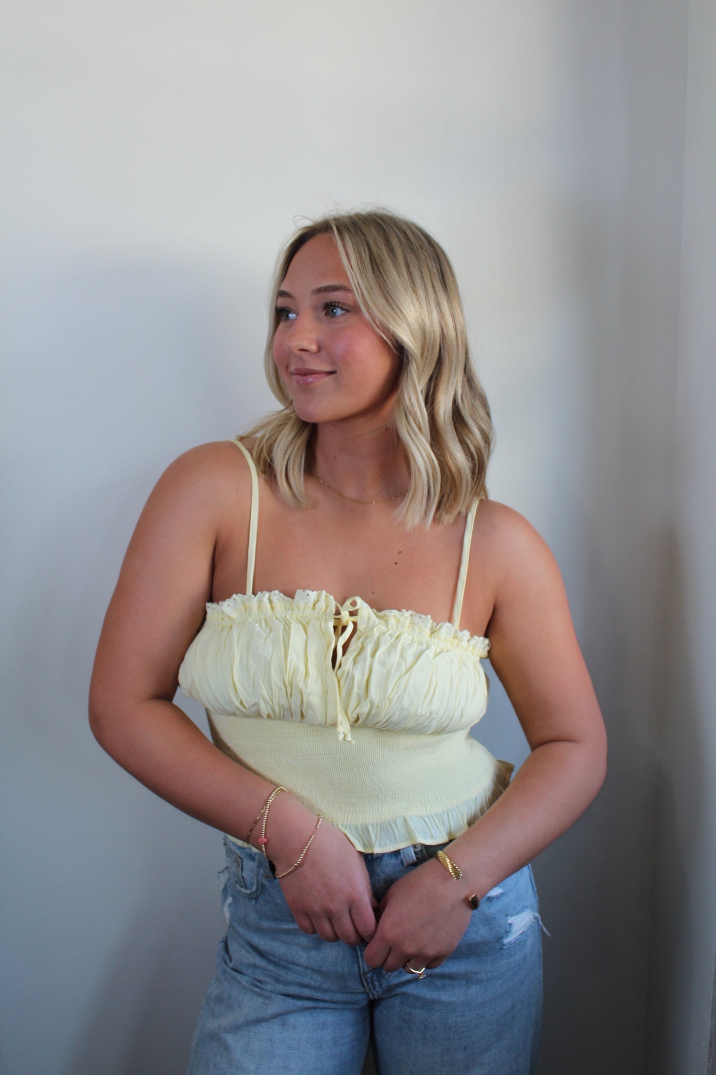Claire Smocked Top in Lemon