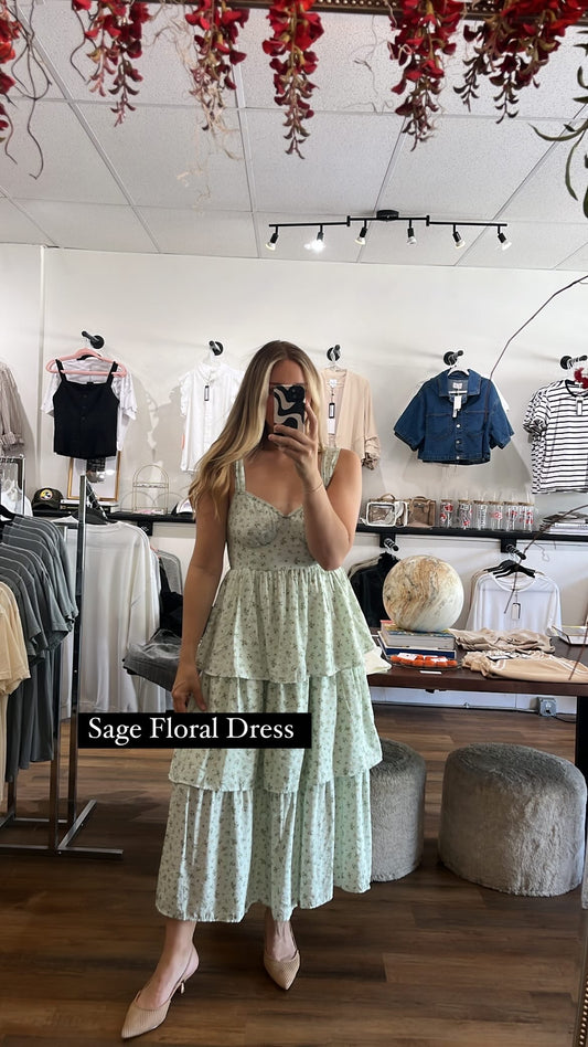Sage Floral Dress