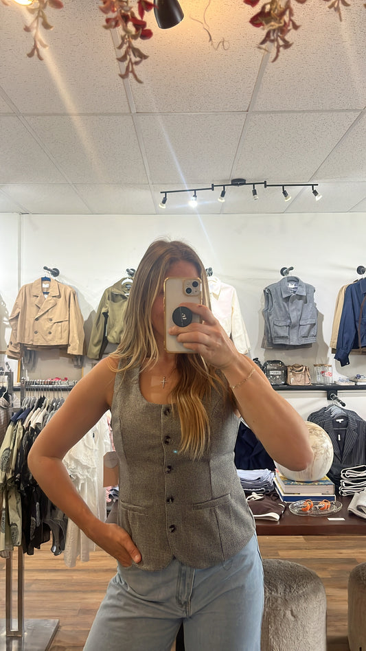 Houndstooth Button Vest
