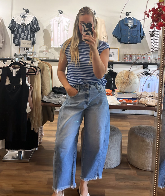 Cameron Striped Top in Blue