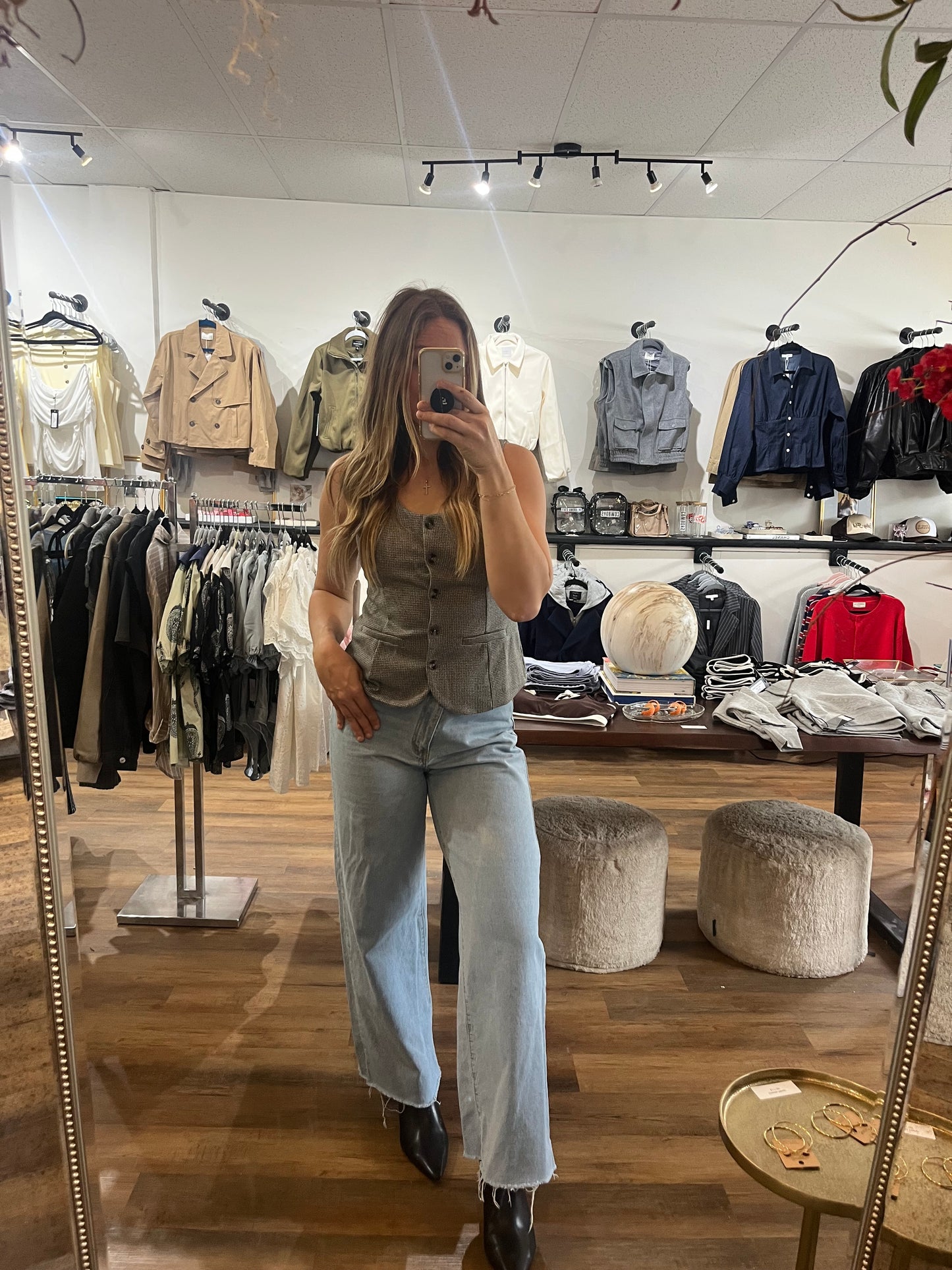 Houndstooth Button Vest