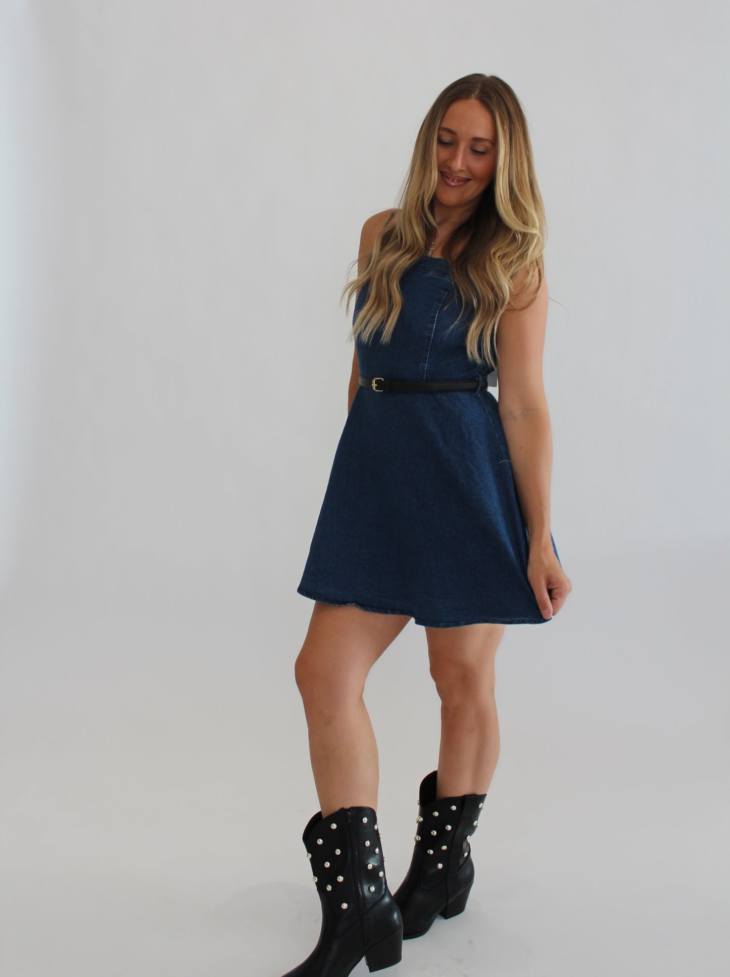 Denim Belted Dress