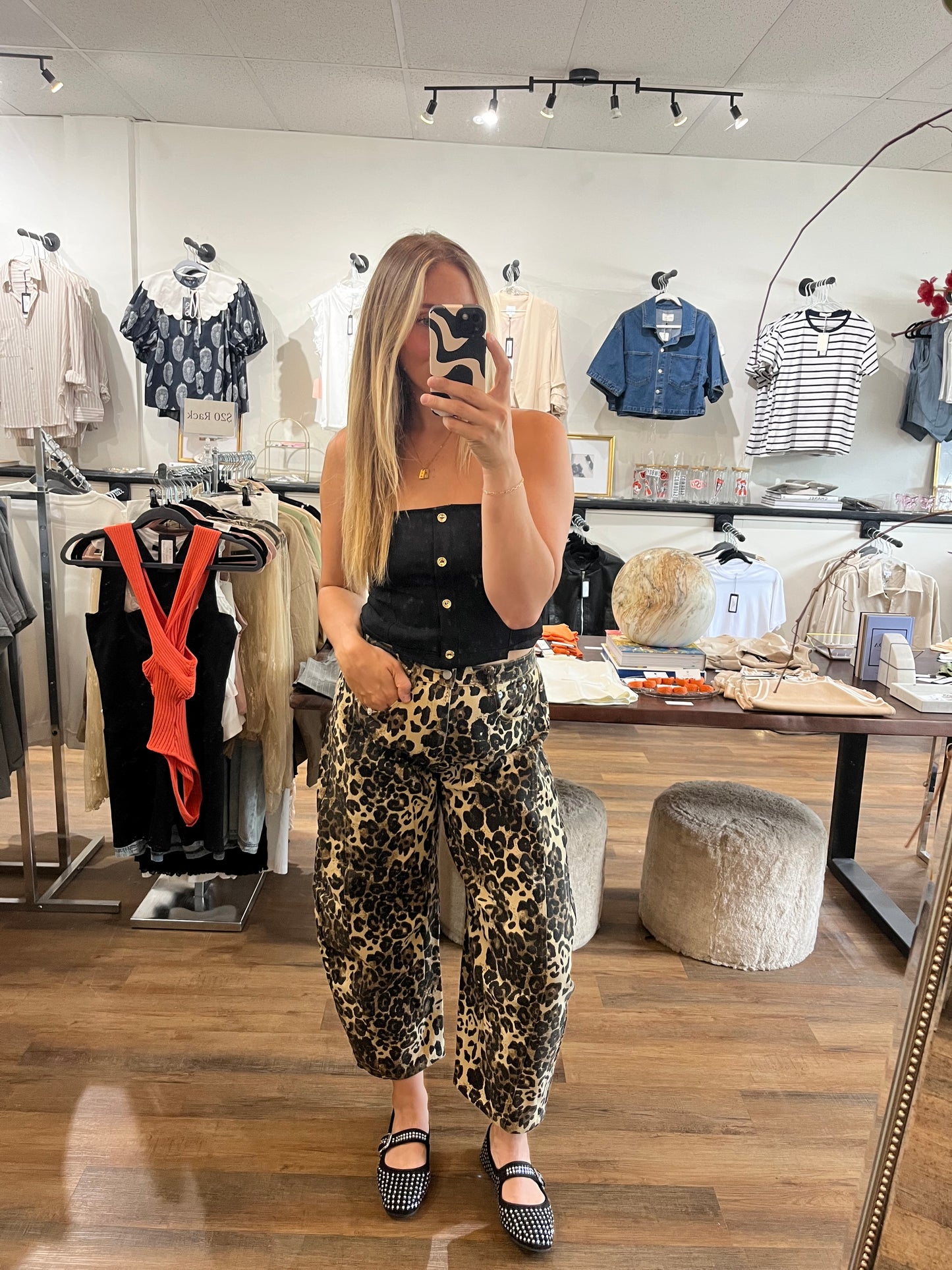 Leopard Barrel Jeans