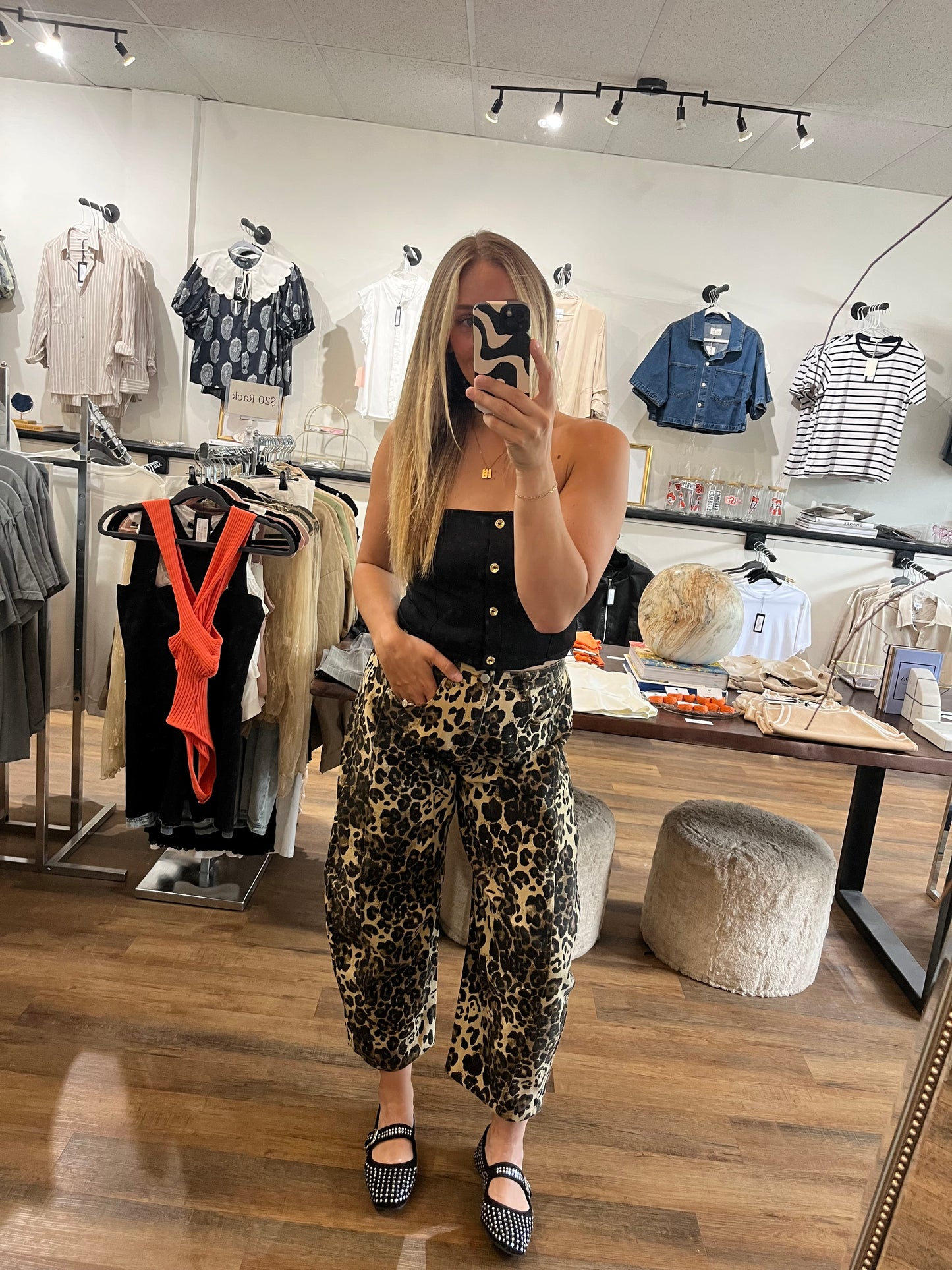 Leopard Barrel Jeans