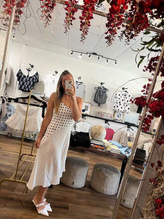 Silk Polka Dot Midi Dress