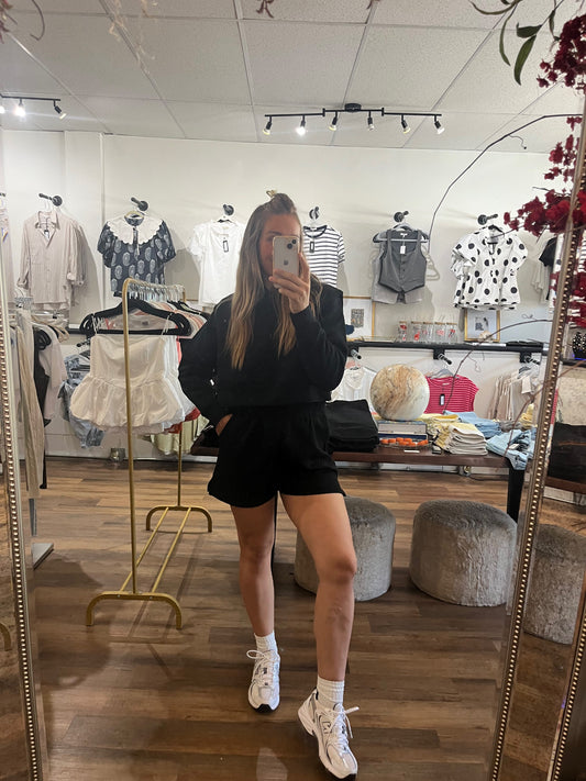 Quilted Black Shorts