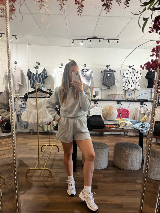 Quilted Hoodie in Grey