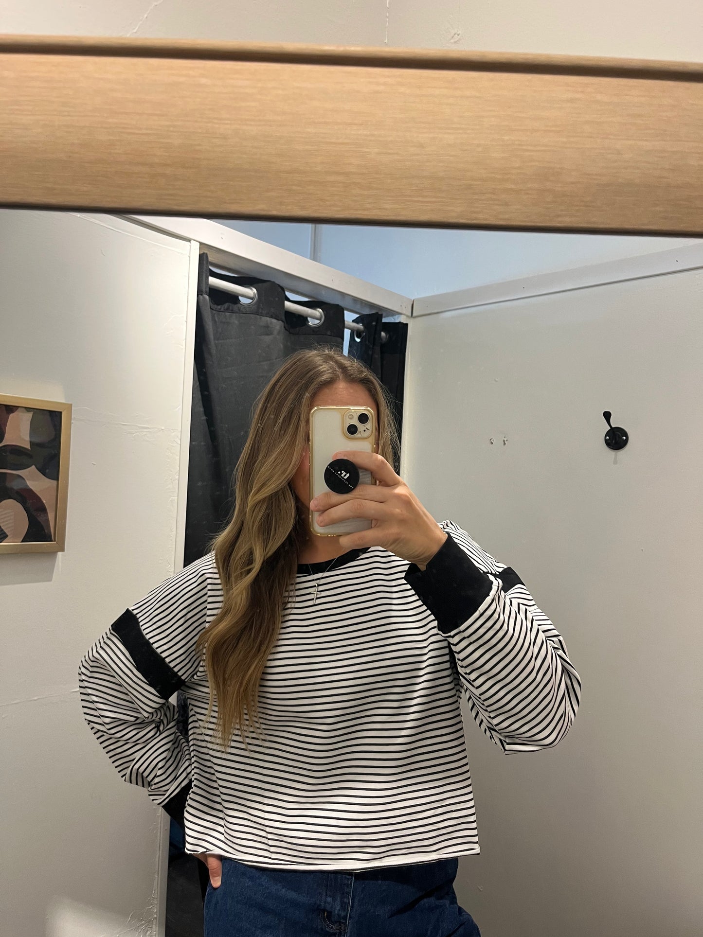 Striped Open Back Pullover