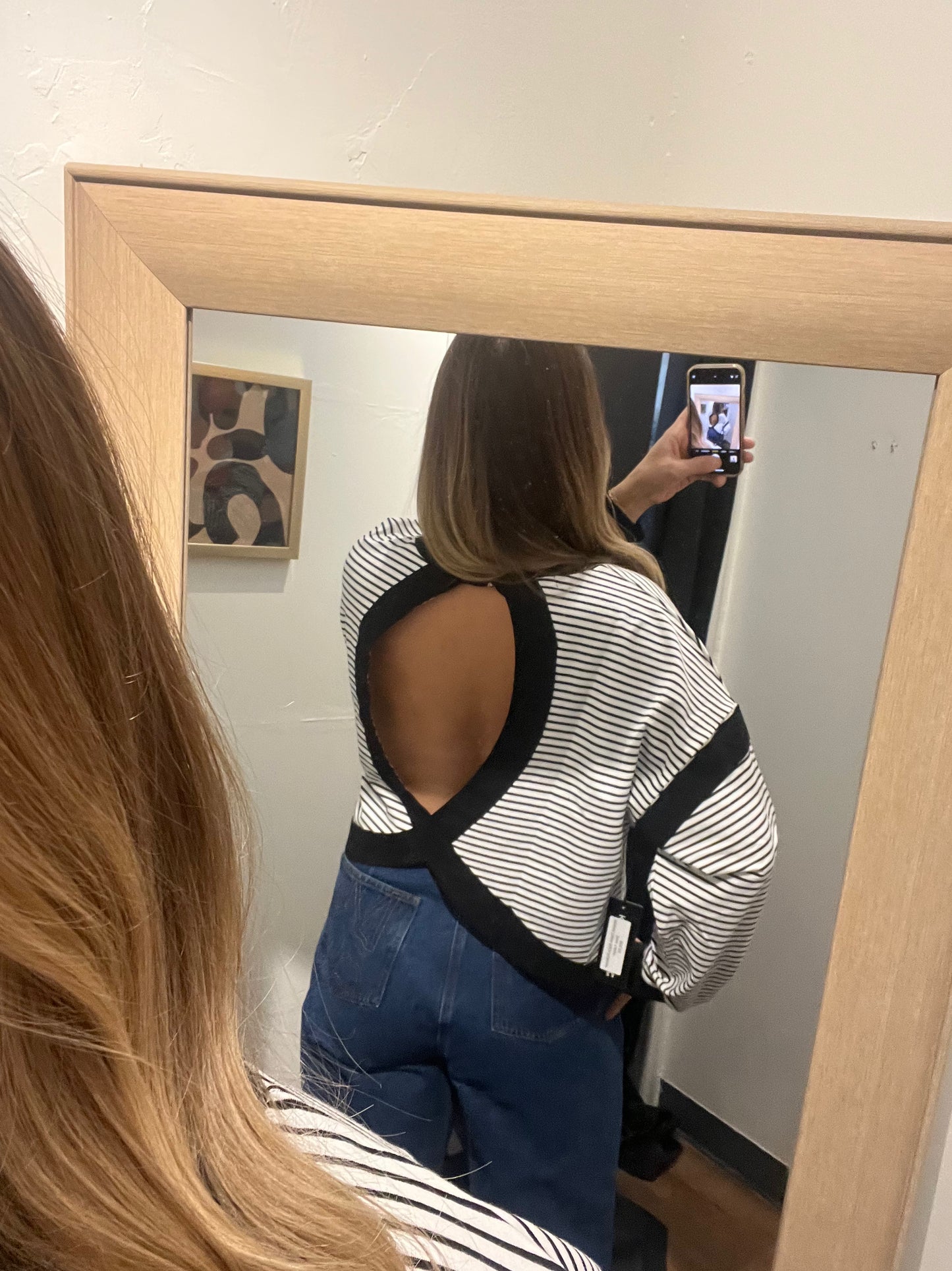 Striped Open Back Pullover