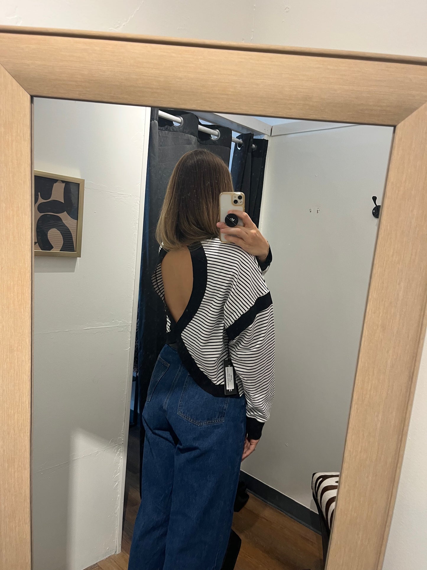 Striped Open Back Pullover