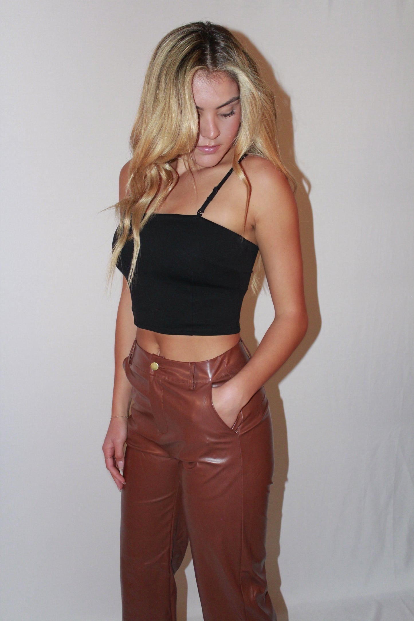 Brown Staple Leather Pants