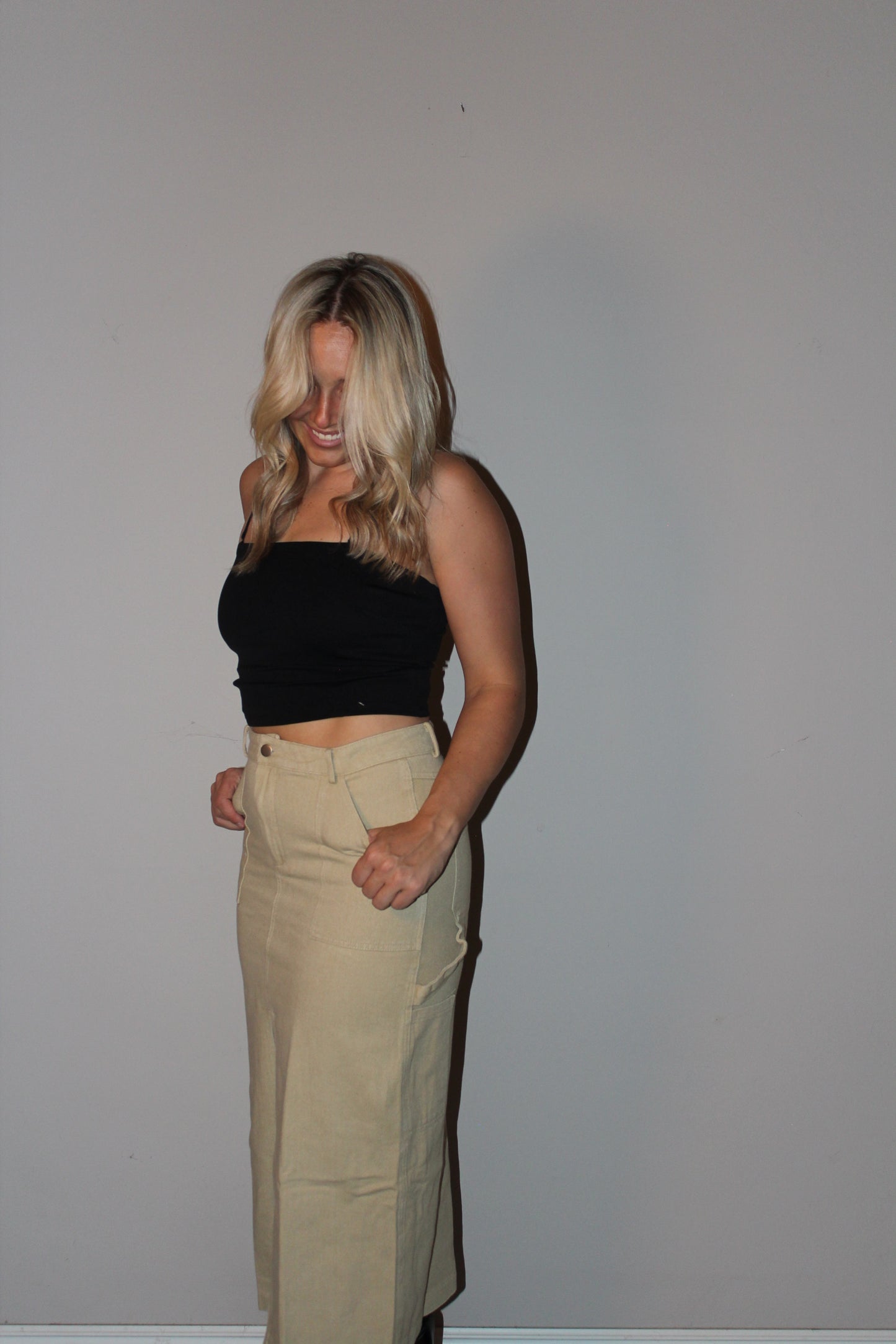 Khaki Cargo Skirt