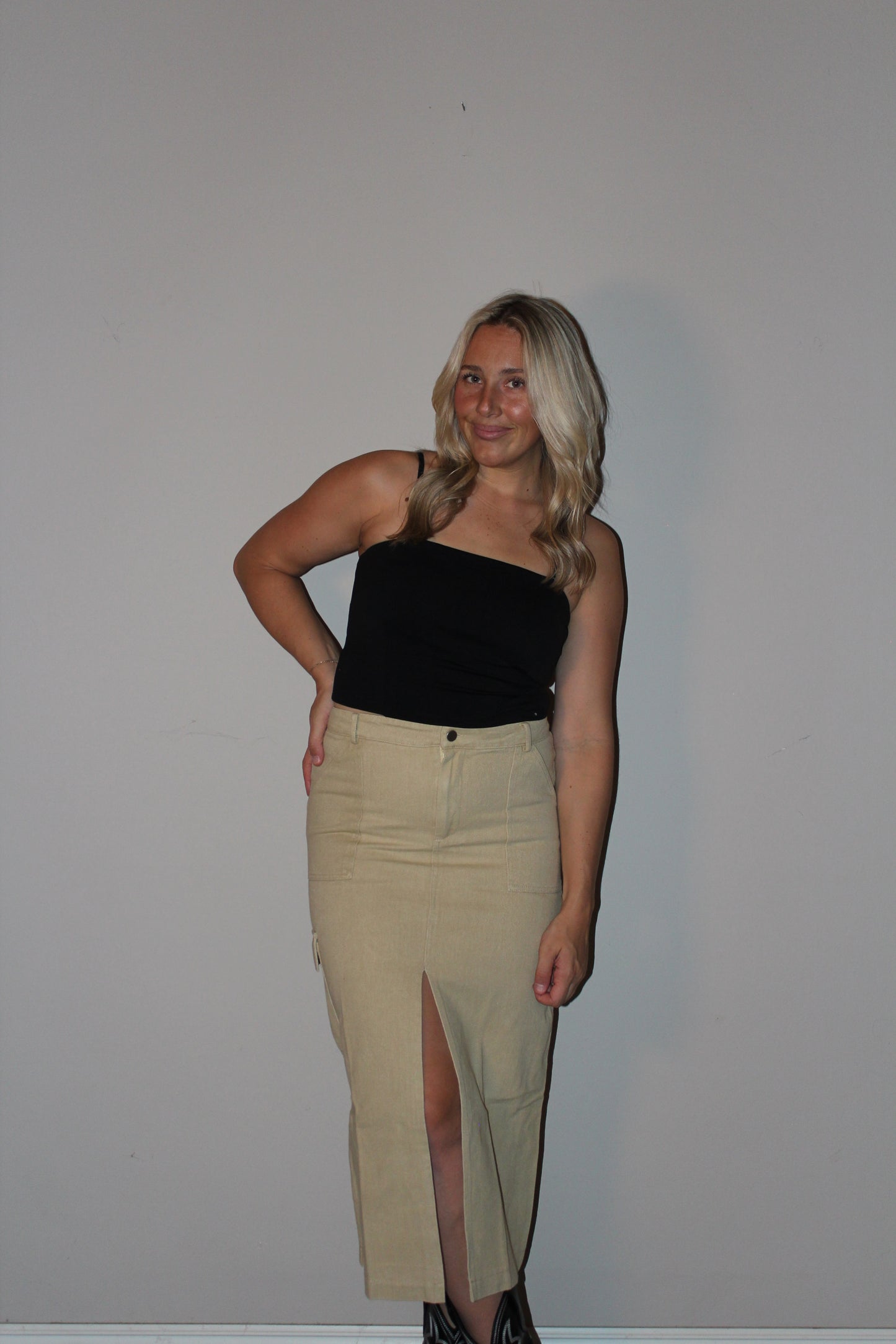 Khaki Cargo Skirt