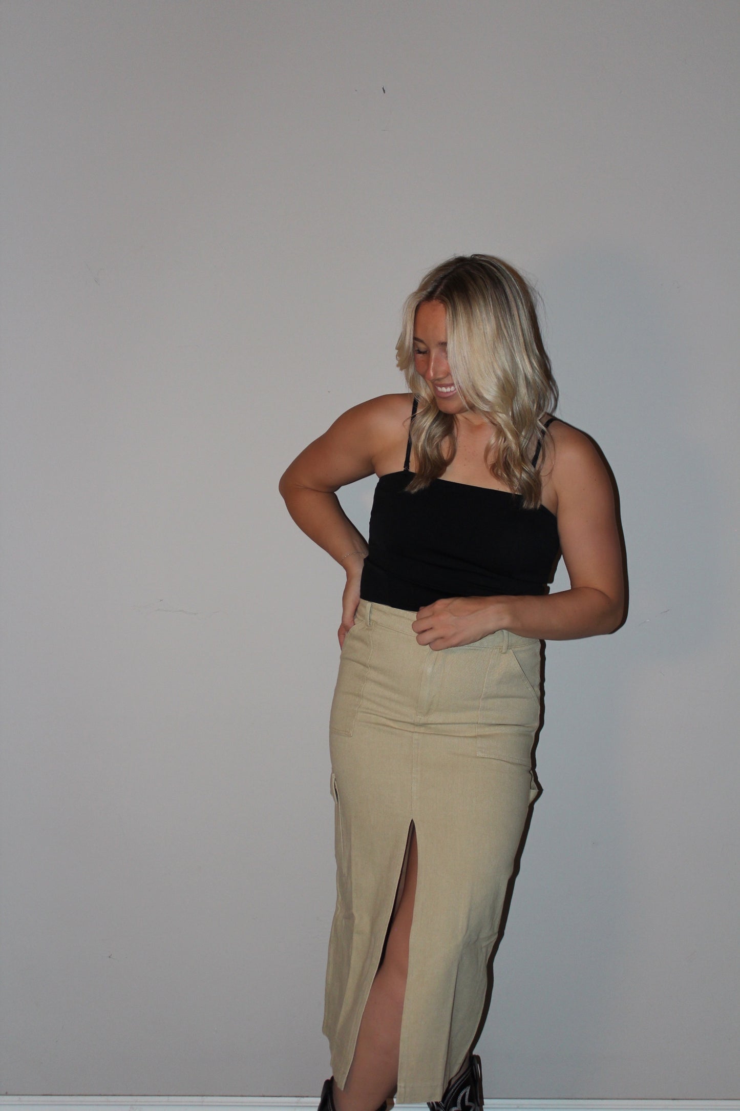 Khaki Cargo Skirt